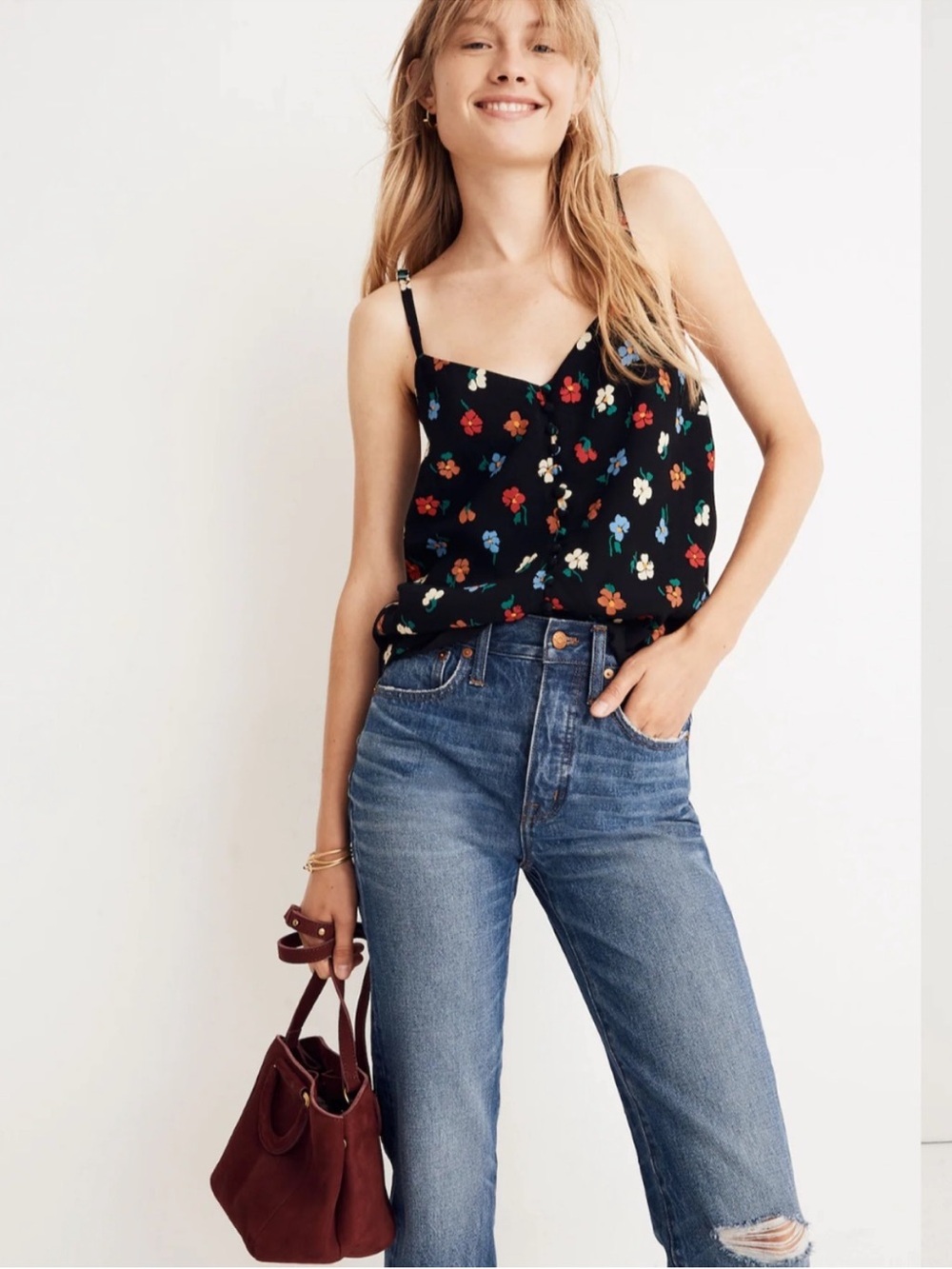 Madewell Button Down Cami in Pressed Flowers